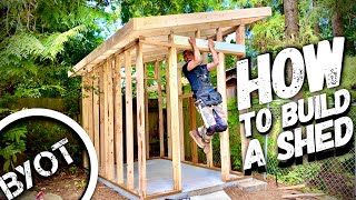 BUILDING A LEAN TO SHED  START TO FINISH Part 1 of 2 [upl. by Etnoed]