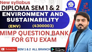 ENVIRONMENT AND SUSTAINABILITY 4300003 MIMP QUESTION FOR GTU EXAM  DIPLOMA SEM 1 AND SEM 2 gtu [upl. by Murray]