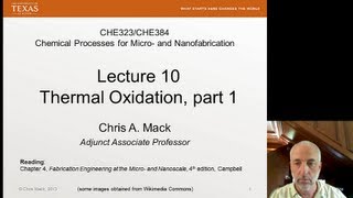 Lecture 10 CHE 323 Thermal Oxidation part 1 [upl. by Peppie]