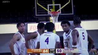 Tennessee Techs Diante Wood ejected after picking up 2nd technical foul vs TennesseeMartin [upl. by Yatnuhs]