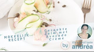 Gerookte zalm met avocado crème koud voorgerecht [upl. by Stallworth722]