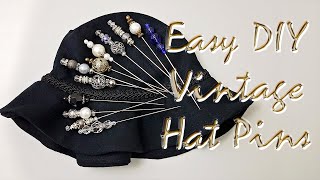 How to make easy DIY fancy vintage inspired hat pins [upl. by Atirma]