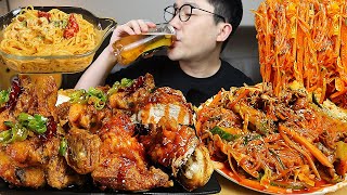 치맥은 못참죠ㅎ 47년전통의 오늘통닭과 골뱅이쫄면 로제파스타 먹방 Korean Fried Chicken MUKBANG [upl. by Hadwin176]