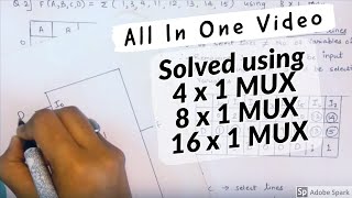 Implementation of boolean function using multiplexers  Hindi  One question with three types of mux [upl. by Schwitzer]