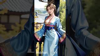 Korean Fashion Hanbok Hanfu Ai Art Traditional Dress [upl. by Eeresid]