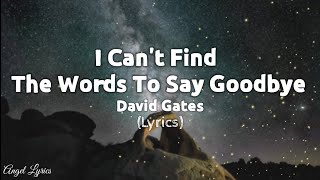 I Cant Find The Words To Say Goodbye Lyrics by David Gates [upl. by Chi]