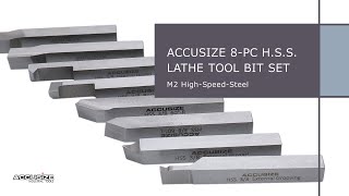 Accusize 8pc HSS Lathe Tool Bit Sets for Grooving Threading Turning and Boring [upl. by Aniger539]