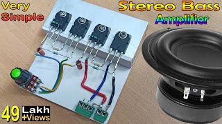 Simple amp Powerful Stereo Bass Amplifier  How to Make Stereo Amplifier with D718 Transistor [upl. by Norahs687]