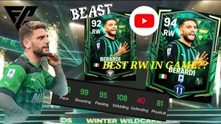 WINTER WILDCARD RW DOMENICO BERARDI DETAILED REVIEW 😍😍BEST RW IN GAME 🥶FC MOBILE BLACK FC [upl. by Nomrah]