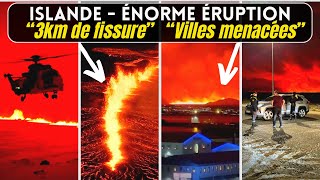 En ISLANDE début dune ÉNORME ÉRUPTION VOLCANIQUE MENAÇANTE [upl. by Atsirtal]