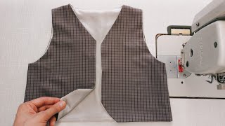 Have You Ever Seen The Way To Sew A Vest With Lining Easily Like This ⭐️ Tailor Nour [upl. by Putscher526]