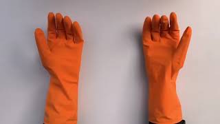 Orange latex household gloves [upl. by Siuol]