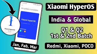 Xiaomi HyperOS India amp Global Q1 amp Q2 Update amp 1st Batch Update Release Plan RedmiXiaomi POCO [upl. by Fulbright]