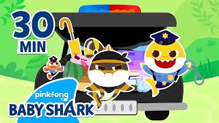 Police Baby Shark Catches the Thief  Compilation  Police Story for Kids  Baby Shark Official [upl. by Zachary404]