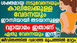 ശക്തമായ നടുവേദനയും കാലിലേക്കുള്ള വേദനയും തടയാനുള്ള വ്യായാമം ഇതാണ്  naduvedana maran malayalam [upl. by Adal]