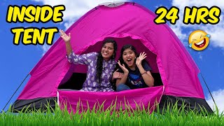 😱Living Inside TENT for 24 HRS  😜Crazy CHALLENGE🔥  Ammu Times [upl. by Genvieve]