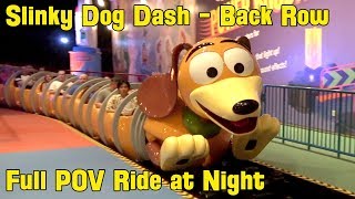 Slinky Dog Dash Roller Coaster FULL Night POV Ride in Back Row Toy Story Land Walt Disney World [upl. by Manvell]