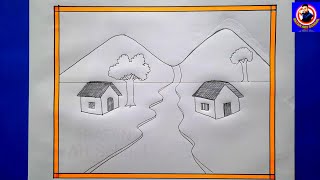 How to draw a Easy Scenery  Gramer Drisso Drawing Easy  Pencil drawing [upl. by Irollam771]