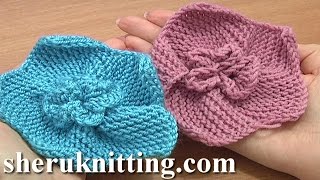 Garter Stitch 5Petal Flower Knitting Tutorial 2 How To Knit Flowers [upl. by O'Doneven]