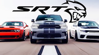 Dodge SRT LineUp – Charger Redeye  Challenger Super Stock  Durango Hellcat [upl. by Hannus635]