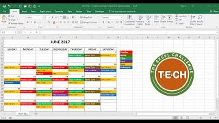 TECH011  Create a calendar in Excel that automatically updates colors by event category [upl. by Shurwood]