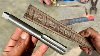 A Thread drill tool made of steel iron shaft drill developed by own skill  Thread tap making skills [upl. by Novick]