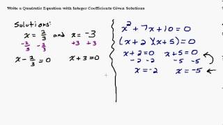 Find a Quadratic Equation When Given the Solutions [upl. by Enytnoel]