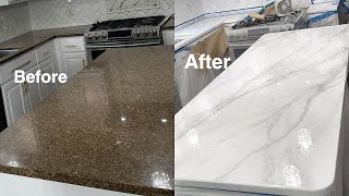 DIY Marble epoxy over old granite countertops How to do Epoxy marble over old granite countertops [upl. by Rayner]