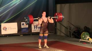 Benjamin Hennequin Haltérophilie Record de France Epaulé Jeté 215 kg Quimper 2012 [upl. by Kuhn694]