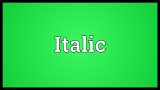 Italic Meaning [upl. by Tamanaha457]