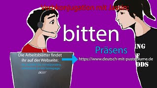 Verbtraining mit Jassin bitten Präsens  to ask to beg present tense [upl. by Acim100]