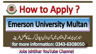 How to Apply in Emerson University Multan Online  Emerson University Online Registration Procedure [upl. by Annovahs]