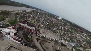 Downtown Lawrenceburg Indiana flight around Hollywood riverboat casino [upl. by Diarmit]