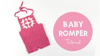 Easy Crochet Baby Romper Tutorial  Crochet Granny Square Romper  Croby Patterns [upl. by Ilowell854]