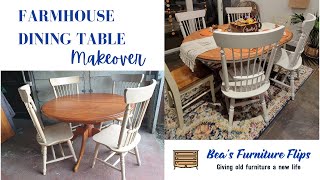 Farmhouse dining table makeover  How to upcycle a dining set [upl. by Sinai925]