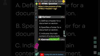 HTML Coding 101 Q30 What is the purpose of the HTML5 quotheaderquot tag html css shorts [upl. by Auhsej262]