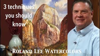 How to paint watercolor clouds and cliffs with wet into wet and scumbling [upl. by Deirdra150]