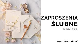 Złote zaproszenia ślubne  wesele w stylu glamour [upl. by Nadia]