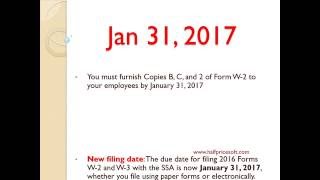 W2 Tax Form Filing Deadline in 2017 [upl. by Haimaj]