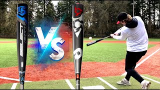 SELECT PWR vs VOODOO  2Piece Alloy Showdown  Louisville amp DeMarini BBCOR Baseball Bat Review [upl. by Ttekcirc]