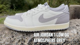 AIR JORDAN 1 LOW OG ATMOSPHERE GREY  REVIEW AND ON FOOT [upl. by Dowdell]