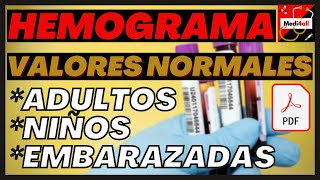 Valores Normales HEMOGRAMA Adulto Niños y Embarazadas PDF [upl. by Casar]