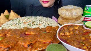 ASMR EATING SAMOSAVEG FRIEDRICEPANEER TIKKA MASALAPURICHANNA MASALA MUKBANG [upl. by Eerrahs14]