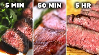 5Minute Vs 50Minute Vs 5Hour Steak • Tasty [upl. by Naimad]