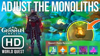 Help Mountain adjust the three Monoliths 03 World Quest Guide  Genshin Impact 44 [upl. by Gnous]