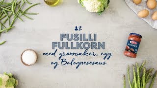 Fusilli Fullkorn med grønnsaker egg og Bolognesesaus [upl. by Spearing362]