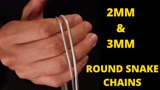 2mm amp 3mm Round Snake Sterling Silver Chains  Layering amp Stacked Jewelry [upl. by Cath547]