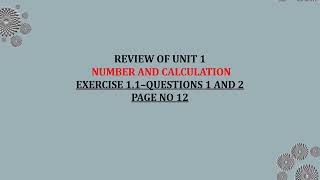 CAMBRIDGE LEARNERS BOOK 9 UNIT 1 NUMBER AND CALCULATION EXERCISE 1 1 QUESTIONS 1 AND 2 PAGE 12 [upl. by Araec]