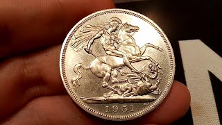 UK 1951 5 Shillings Coin VALUE  REVIEW GEORGE VI Festival of Britain 1951 Crown Coin [upl. by Judenberg]