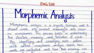 Morphemic Analysis ENG206 4thsememster pu [upl. by Aierb663]